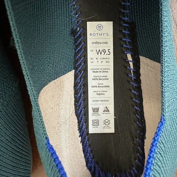 ROTHY'S Neon Stripe Loafers in Bottle Blue Round Toe RETIRED - Picture 11 of 13